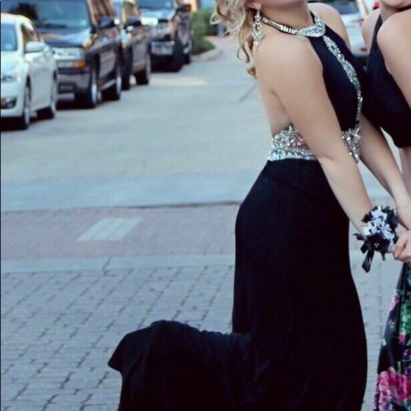 Black Halter Prom Dress - Picture 4 of 4